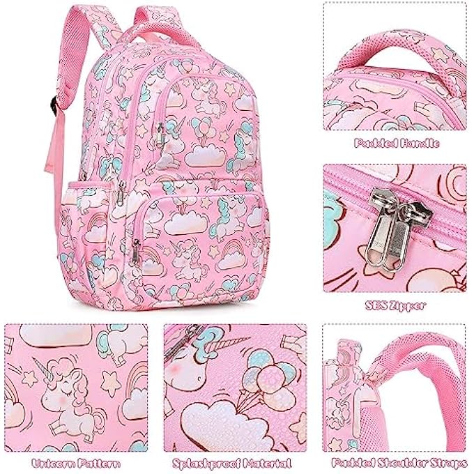 rayihni School bags for Girls and Boys with Lunch Bag Pencil Case 3pcs Kids School Bag Set Backpack for Kindergarten Elementary - Image 2