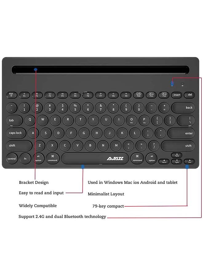 Ajazz 320I Bluetooth Keyboard 79 Keys USB Receiver 2.4G Wireless Technology White - Image 4