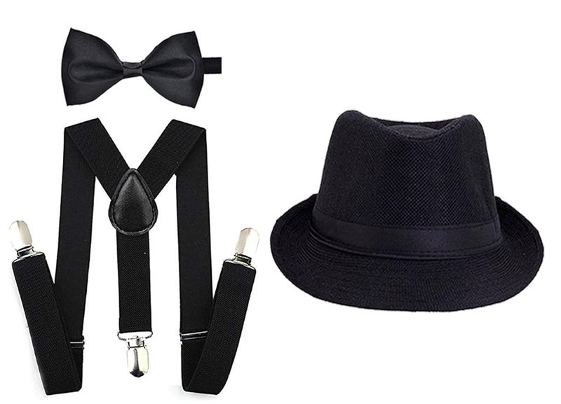 RR DESIGN Store طقم حمالات وقوس ربطة مع قبعة متطابقة للأطفال من 2-5 سنوات بألوان متعددة - Image 1