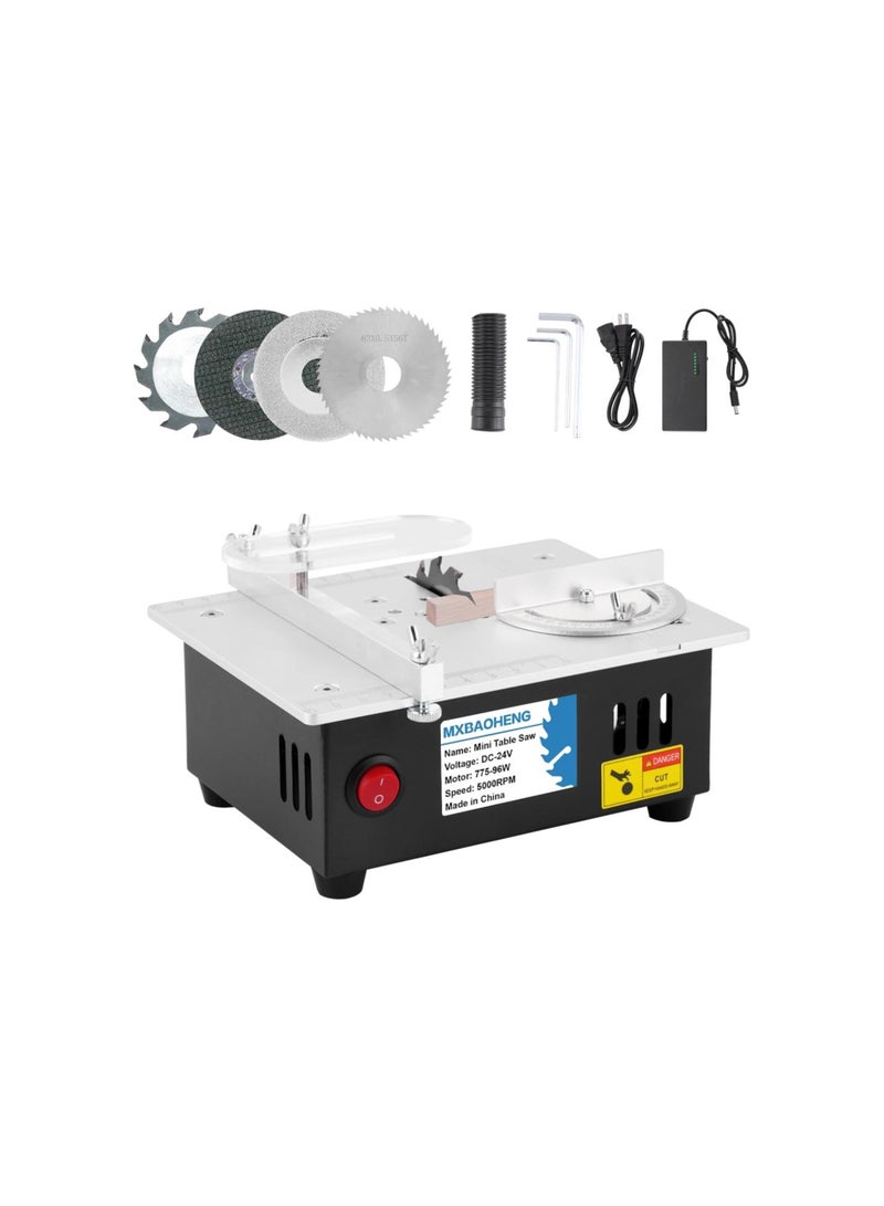 Mini Table Saw S2 Portable Precision Table Saws for Crafts, 1/2 Cut Depth, w/ 4 Blades, 96W Adjustable Speed Power Supply, for Wood Metal Plastic Cutting - Image 1