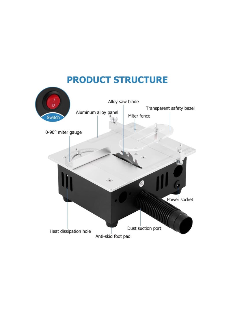 Mini Table Saw S2 Portable Precision Table Saws for Crafts, 1/2 Cut Depth, w/ 4 Blades, 96W Adjustable Speed Power Supply, for Wood Metal Plastic Cutting - Image 2