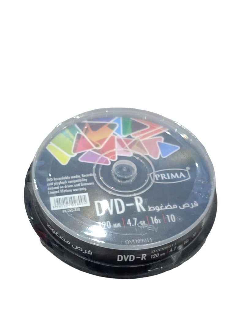 بريما 10 أقراص 16X DVD+R  سعة4.7 جيجابايت فارغة -120 دقيقة - Image 2