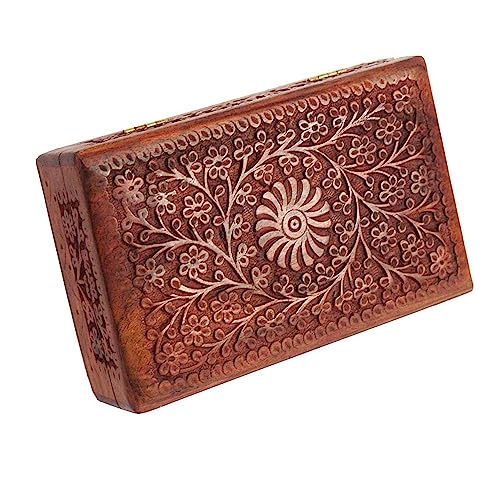 ZYNTIX wooden box for storage for Women Jewel Organizer Hand Carved with Intricate Full Kashmiri Carvings Wood Jewel Organizer Jewelry box for woman Gift (10 X 6 Inch) - Image 2