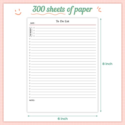 Spakon 300 Sheets Daily to Do List Notepad Notebook Library Card to Do Planner Checklist Memo Writing Pad Schedule Reminder Office Homework Planner for Task 6 x 8ClassicWhite - Image 3