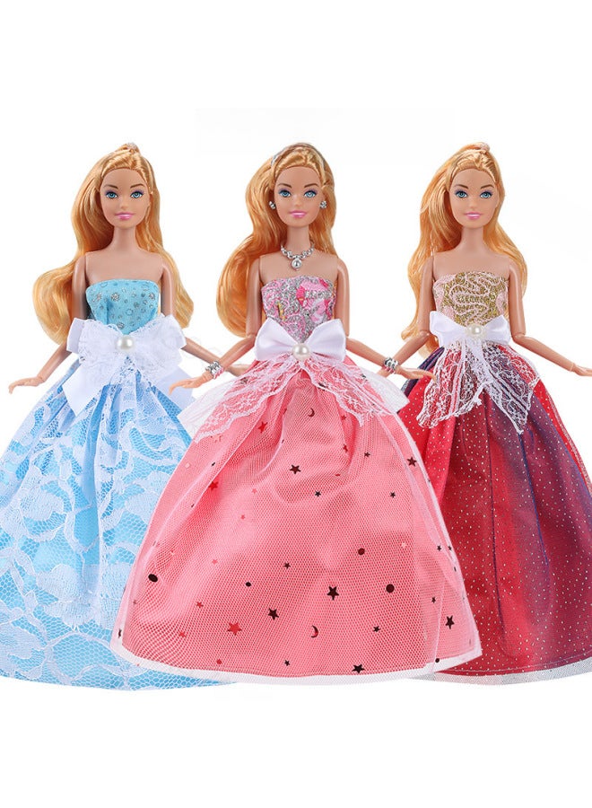 30cm Doll Half Pack Large Skirt Wedding Dress Girl Play House Trailing Large Skirt Random 10 Pieces 5 Pieces One Pack-Color:XYS-1-Height:Suitable For 30cm Doll Wearing (just Big Skirt)  - Image 3