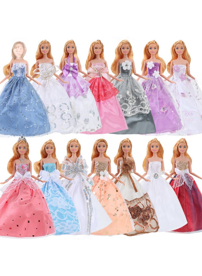 30cm Doll Half Pack Large Skirt Wedding Dress Girl Play House Trailing Large Skirt Random 10 Pieces 5 Pieces One Pack-Color:XYS-1-Height:Suitable For 30cm Doll Wearing (just Big Skirt)  - Image 2