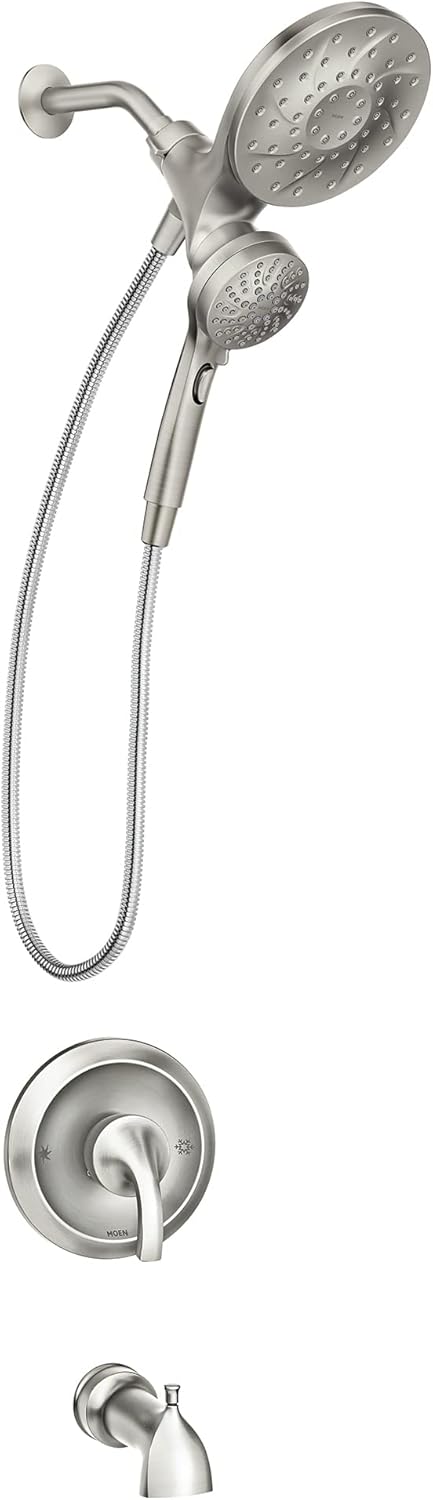 MOEN Moen Engage Magnetix Spot Resist Brushed Nickel MultiFunction Handshower and Rainfall Shower Head Trim Combo with Shower Handle Tub Spout Metal Hose and Valve 82304SRN - Image 1