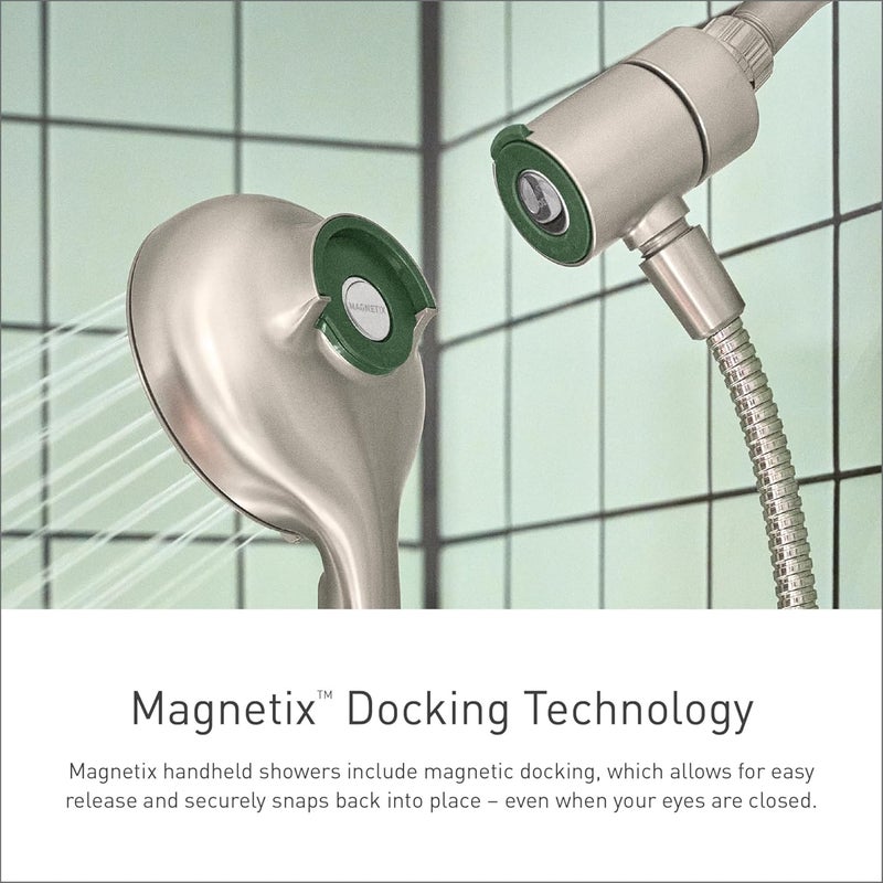 MOEN Moen Engage Magnetix Spot Resist Brushed Nickel MultiFunction Handshower and Rainfall Shower Head Trim Combo with Shower Handle Tub Spout Metal Hose and Valve 82304SRN - Image 4