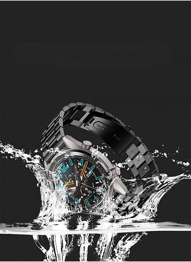 VINSOC - Metal Watch Strap Compatible with Huawei Watch GT5 Pro 46mm/GT4 46mm/GT3 46mm/GT2 46mm with All-Around Protective TPU Bumper Cover Screen Protector Case Intended for Huawei Watch GT5  46mm Strap Black - Image 1