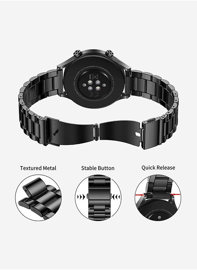 VINSOC - Metal Watch Strap Compatible with Huawei Watch GT5 Pro 46mm/GT4 46mm/GT3 46mm/GT2 46mm with All-Around Protective TPU Bumper Cover Screen Protector Case Intended for Huawei Watch GT5  46mm Strap Black - Image 1