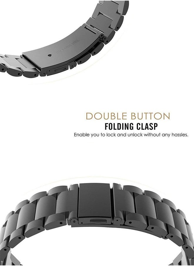 VINSOC - Metal Watch Strap Compatible with Huawei Watch GT5 Pro 46mm/GT4 46mm/GT3 46mm/GT2 46mm with All-Around Protective TPU Bumper Cover Screen Protector Case Intended for Huawei Watch GT5  46mm Strap Black - Image 1