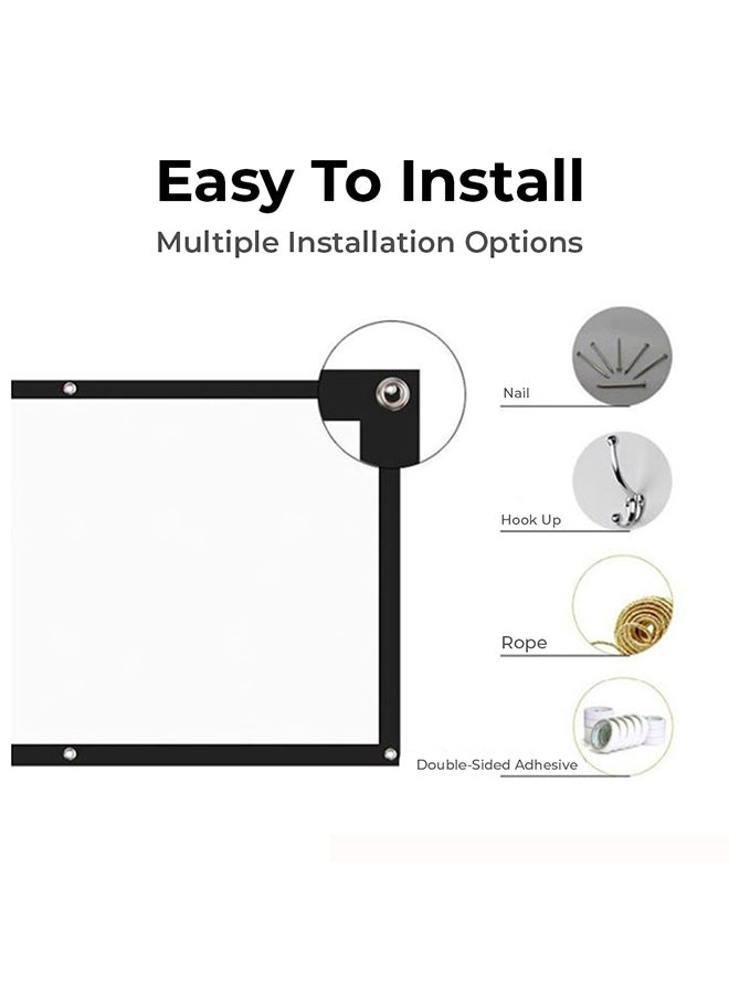 Wownect 120 Inch Projector Screen, 16:9 Foldable and Portable Anti-Crease Double Sided Projector Screen, Movie Projection Screen 4K HD for Indoor And Outdoor Movies, Home, Office UNV-WO-SCR-04 White - Image 3