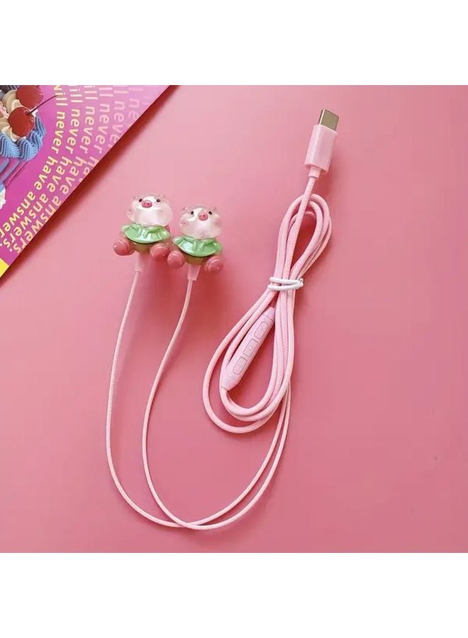 Pink Type C Wired Headphones with Microphone Volume Control for Android iPhone - Image 4