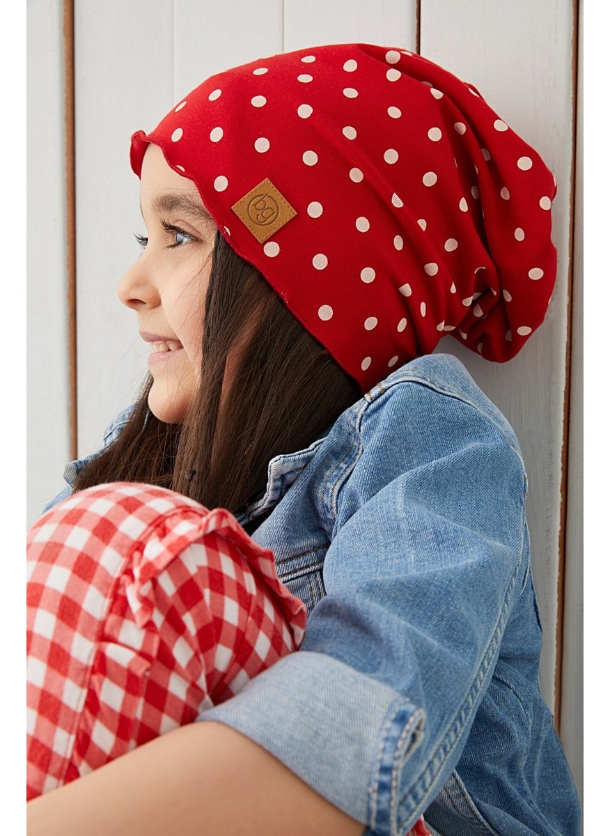 Babygiz Red White Polka Dot Baby Girl Hat Beanie Soft Cotton Combed Cotton  - Image 2