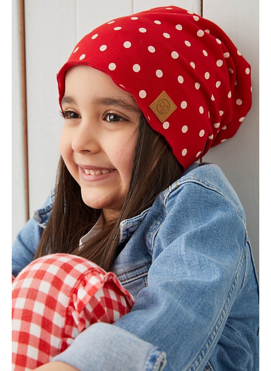 Babygiz Red White Polka Dot Baby Girl Hat Beanie Soft Cotton Combed Cotton  - Image 3