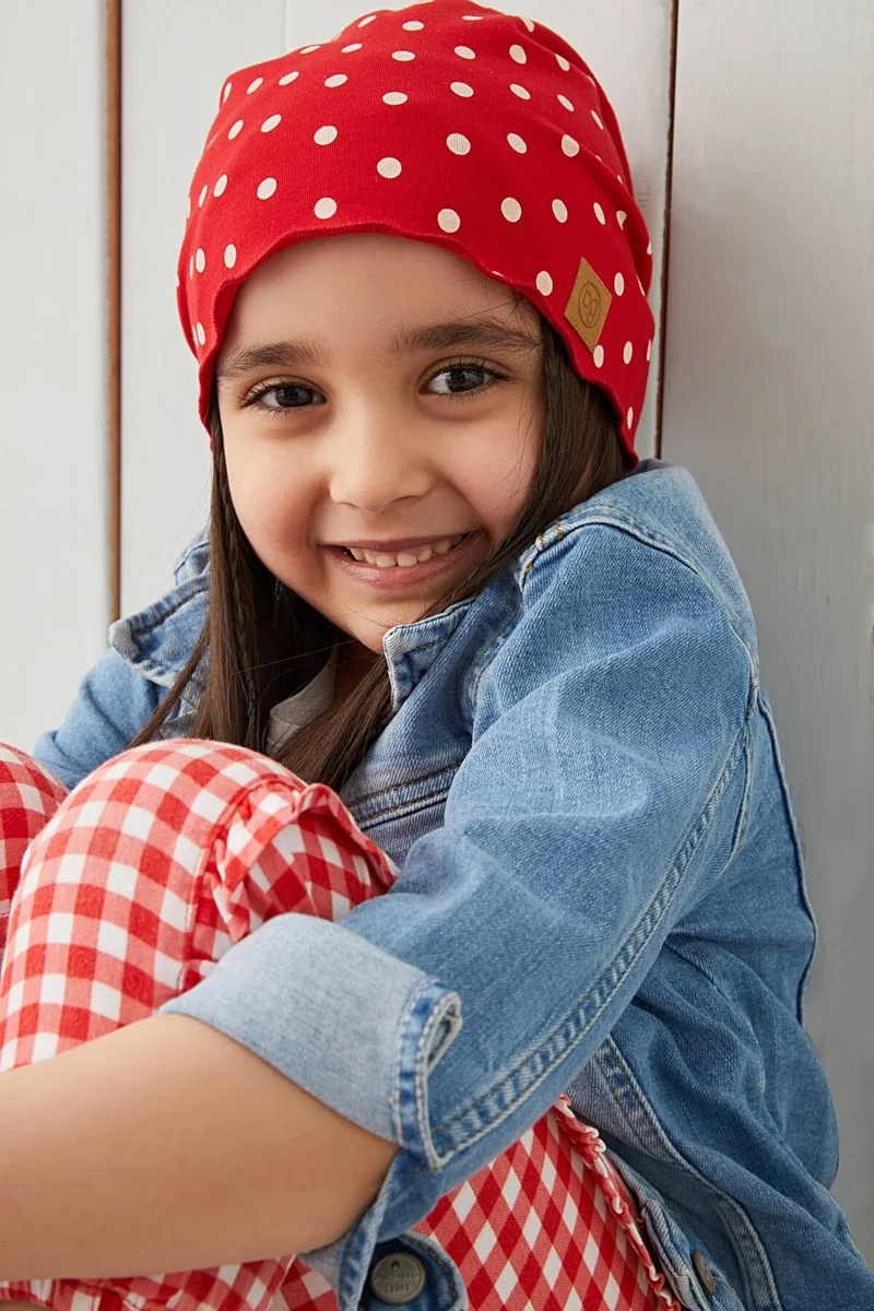Babygiz Red White Polka Dot Baby Girl Hat Beanie Soft Cotton Combed Cotton