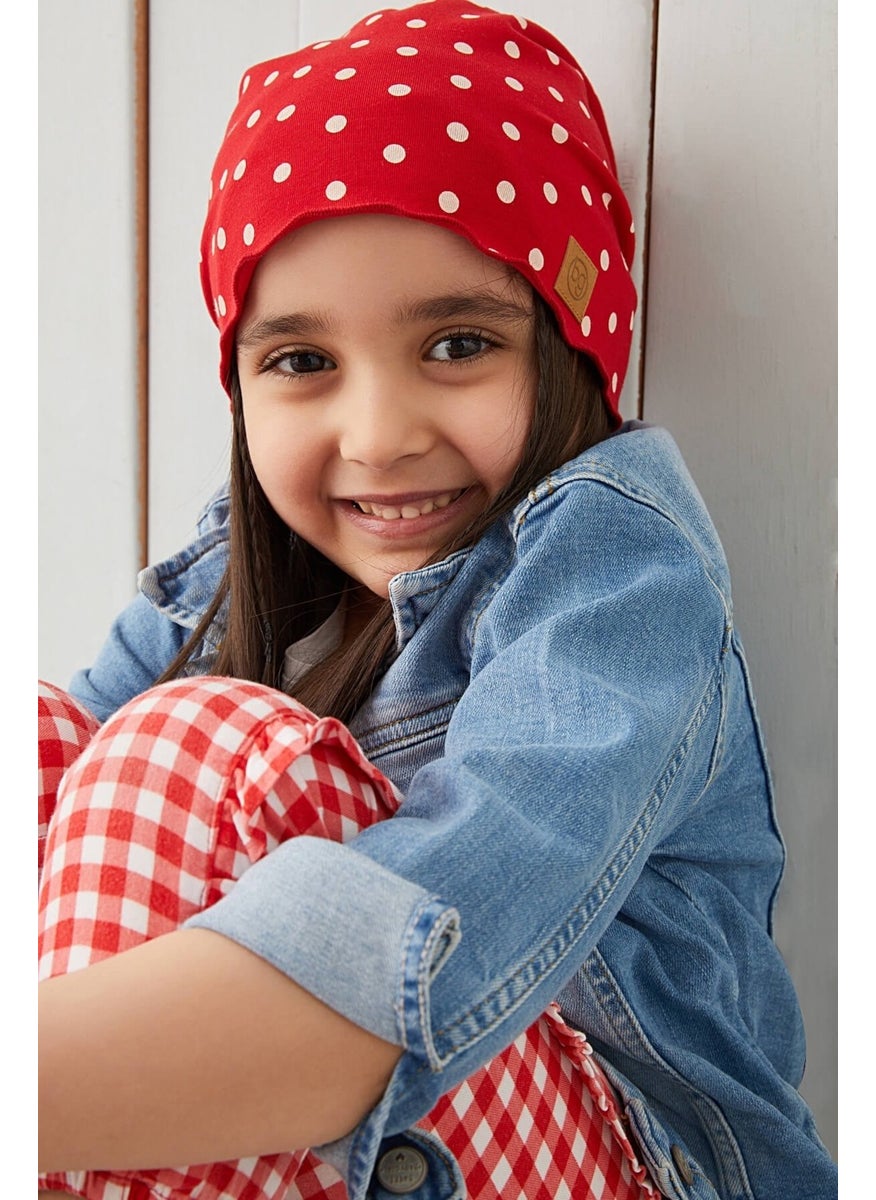 Babygiz Red White Polka Dot Baby Girl Hat Beanie Soft Cotton Combed Cotton  - Image 5