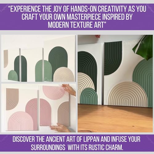 Craftinger Texture Art Kit - 8" Square MDF Bases (Set of 4), Texturing Scrapers, 200gm Modelling Paste, 3 Acrylic Colors, 2 Paint Brushes - DIY Textured Art for Home Decor & Craft Projects - Image 3