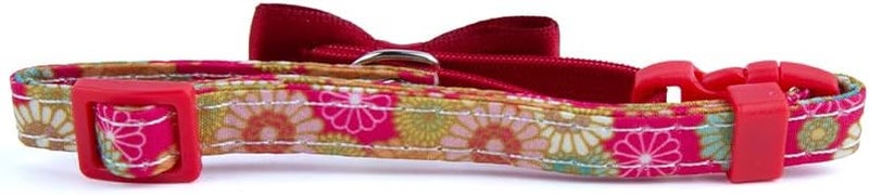 Daiso Cat Collar with Japanese Pattern B - Red Adjustable Nylon Collar with Bell - Image 4