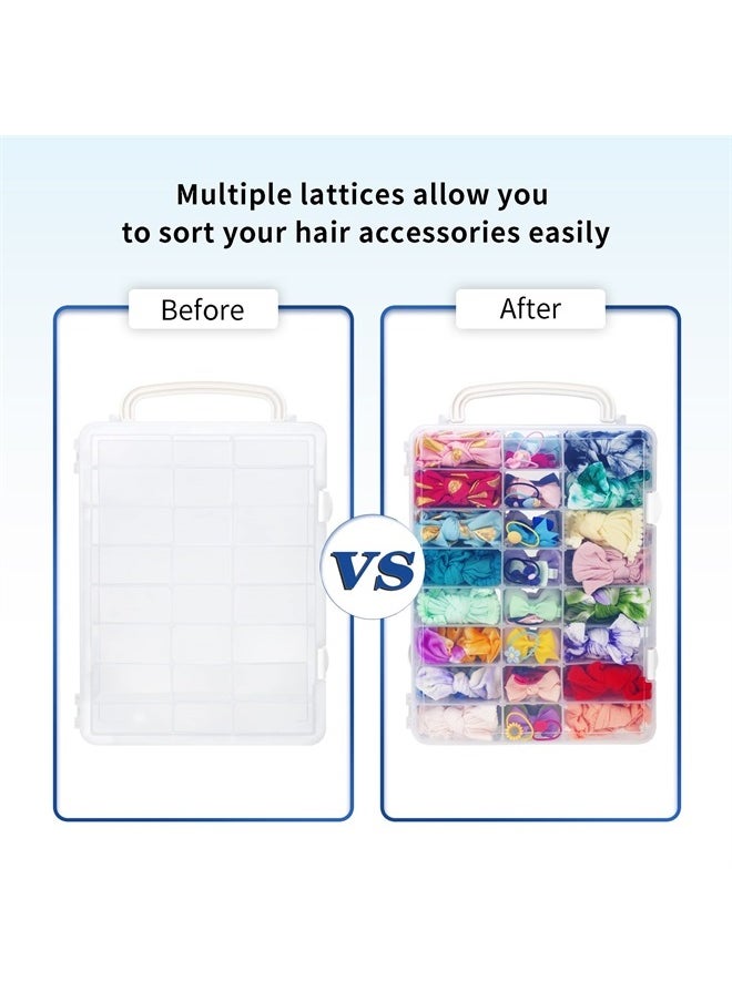 JOYMOMO Hair Bow Holder Organizer for Headbands, Hair Clips, Hair Ties, Scrunchies, Baby Girl Hair Accessories Storage Box, Transparent Double-layer Storage Organizer (Without Accessories)  - Image 1