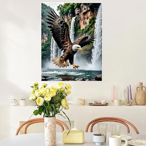 askkqtx Eagle Paint by Numbers Kit for Adults, DIY Waterfall Paint by Numbers for Beginner, Watercolor Oil Painting by Number on Canvas for Home Decor and Gifts 16x20 Inch - Image 4