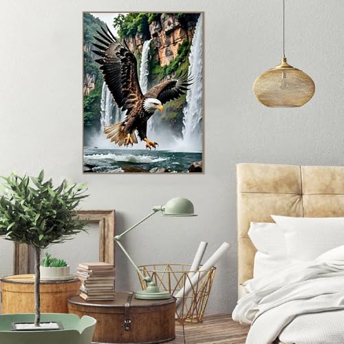 askkqtx Eagle Paint by Numbers Kit for Adults, DIY Waterfall Paint by Numbers for Beginner, Watercolor Oil Painting by Number on Canvas for Home Decor and Gifts 16x20 Inch - Image 5