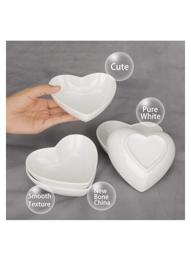 KASTWAVE Love Heart Shaped Ceramic Dipping Bowls, Porcelain Side Seasoning Dish Bowl Set, for Jam, Appetizers, Dessert and Other Party, 5Pcs - Image 2