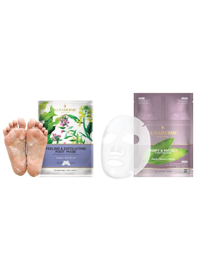 LuxaDerme Peeling And Exfoliating Foot Mask + Purify & Protect 3 Step Tuneup Kit - Image 2
