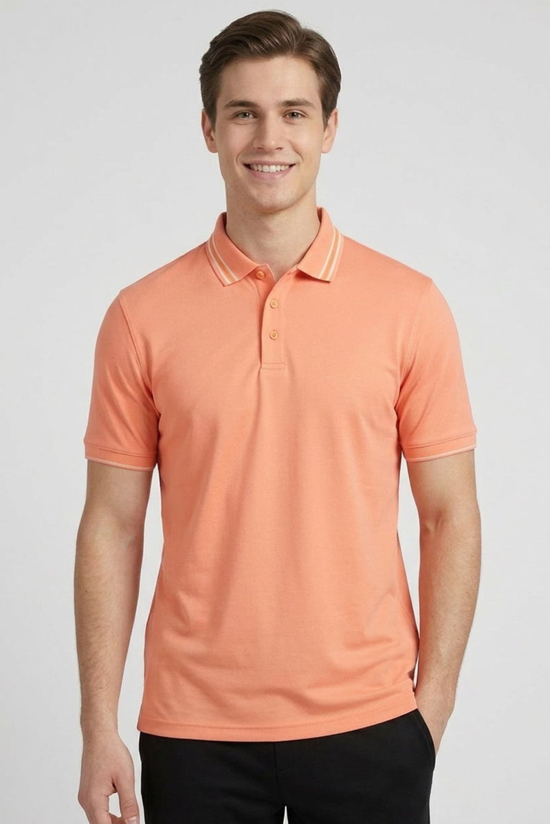 Ping Men Sportswear Fit Short Sleeves Training Polo Shirt, Orange - Image 1