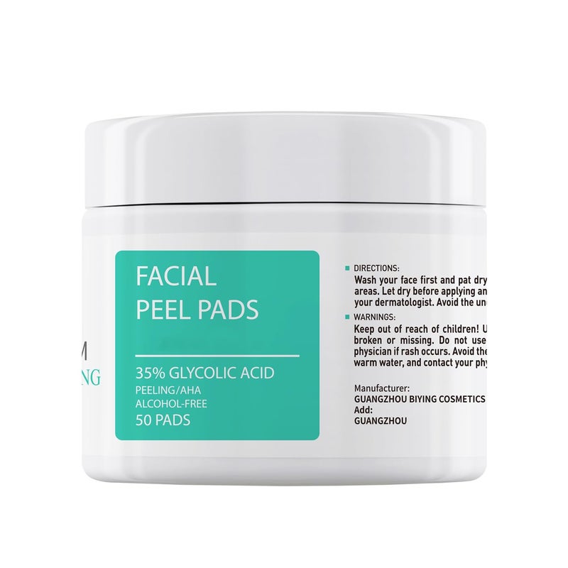 YAFUSIPE Glycolic Acid Toner Pads 35 AHA Facial Resurfacing Exfoliate Salicylic Acid Exfoliating Face Wipes Chemical Peel Exfoliant Peeling Glycolic Peel Pad Gifts for Beauty Fine Line Wrinkles 50 Pads