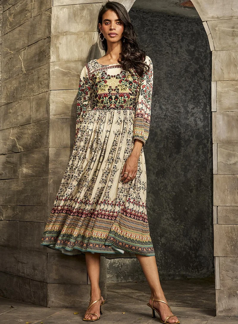 بهاني بواسطة جيوتي BEIGE AND RED MAXI DRESS