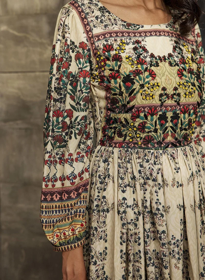 بهاني بواسطة جيوتي BEIGE AND RED MAXI DRESS