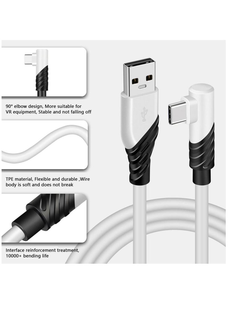 كيبل ربط بطول 10 قدم لجهاز أوكولوس كويست 2 من إيكيت، يتميز بواجهة USB A 3.2 Gen 1 من النوع C إلى A بزاوية 90 درجة، يدعم نقل البيانات بسرعة 5 جيجابايت في الثانية وشحن سريع لجهاز الواقع الافتراضي وشاحن - Image 2