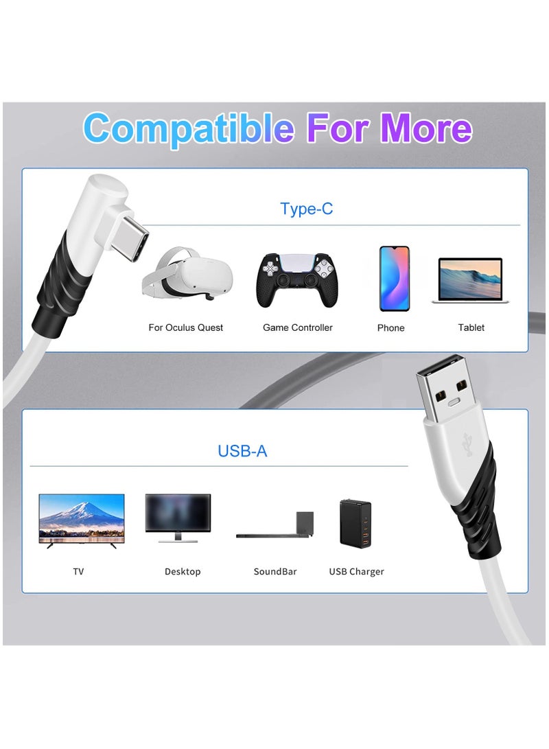 كيبل ربط بطول 10 قدم لجهاز أوكولوس كويست 2 من إيكيت، يتميز بواجهة USB A 3.2 Gen 1 من النوع C إلى A بزاوية 90 درجة، يدعم نقل البيانات بسرعة 5 جيجابايت في الثانية وشحن سريع لجهاز الواقع الافتراضي وشاحن - Image 4