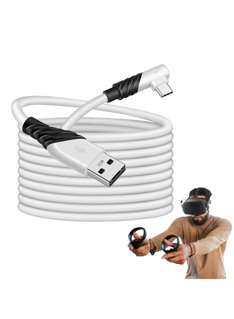 كيبل ربط بطول 10 قدم لجهاز أوكولوس كويست 2 من إيكيت، يتميز بواجهة USB A 3.2 Gen 1 من النوع C إلى A بزاوية 90 درجة، يدعم نقل البيانات بسرعة 5 جيجابايت في الثانية وشحن سريع لجهاز الواقع الافتراضي وشاحن - Image 1