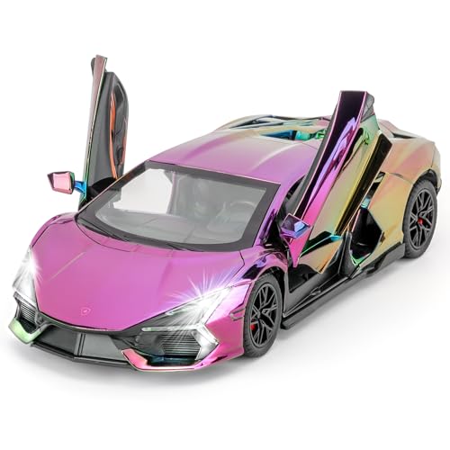 LOVEPOSELY 124 Scale Colorful Lambo Revuelto Diecast Car Model Collectible Diecast Toy Car with Lights and Sounds Pull Back Vehicles Toy for Adults Kids Birthday Gifts Decoration - Image 1
