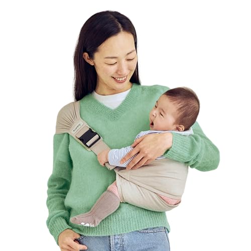 Konny Baby Carrier Hip Seat Dual Support Toddler Hip Carrier Adjustable Wraps Sling Wearable One Size Fits All Baby Essentials for 6 to 48 Months up to 44 lbs Grey Beige - Image 1