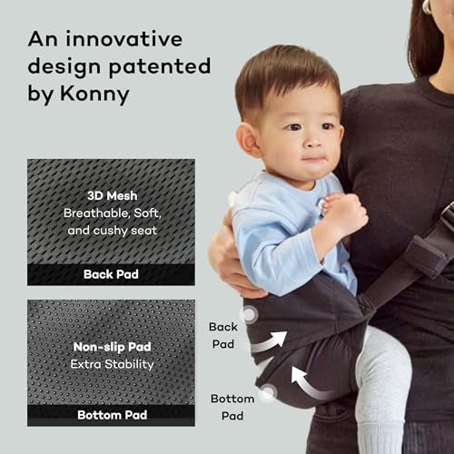 Konny Baby Carrier Hip Seat Dual Support Toddler Hip Carrier Adjustable Wraps Sling Wearable One Size Fits All Baby Essentials for 6 to 48 Months up to 44 lbs Grey Beige - Image 3