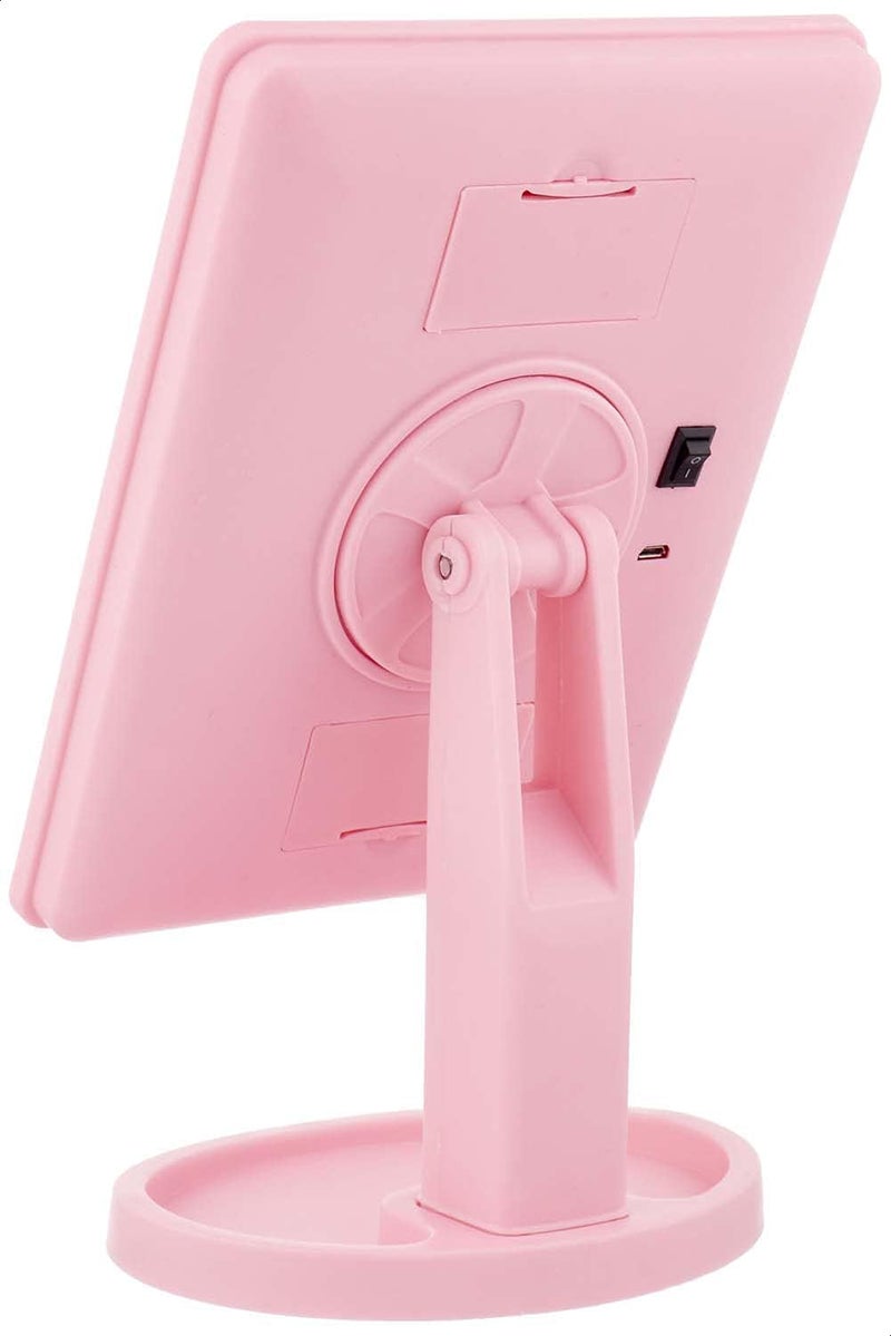 Makeup Mirror With Stand And Led Light 21 X 17 Cm - Pink - Image 2