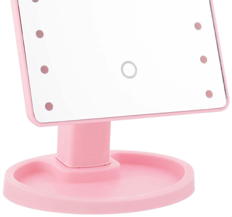 Makeup Mirror With Stand And Led Light 21 X 17 Cm - Pink - Image 3