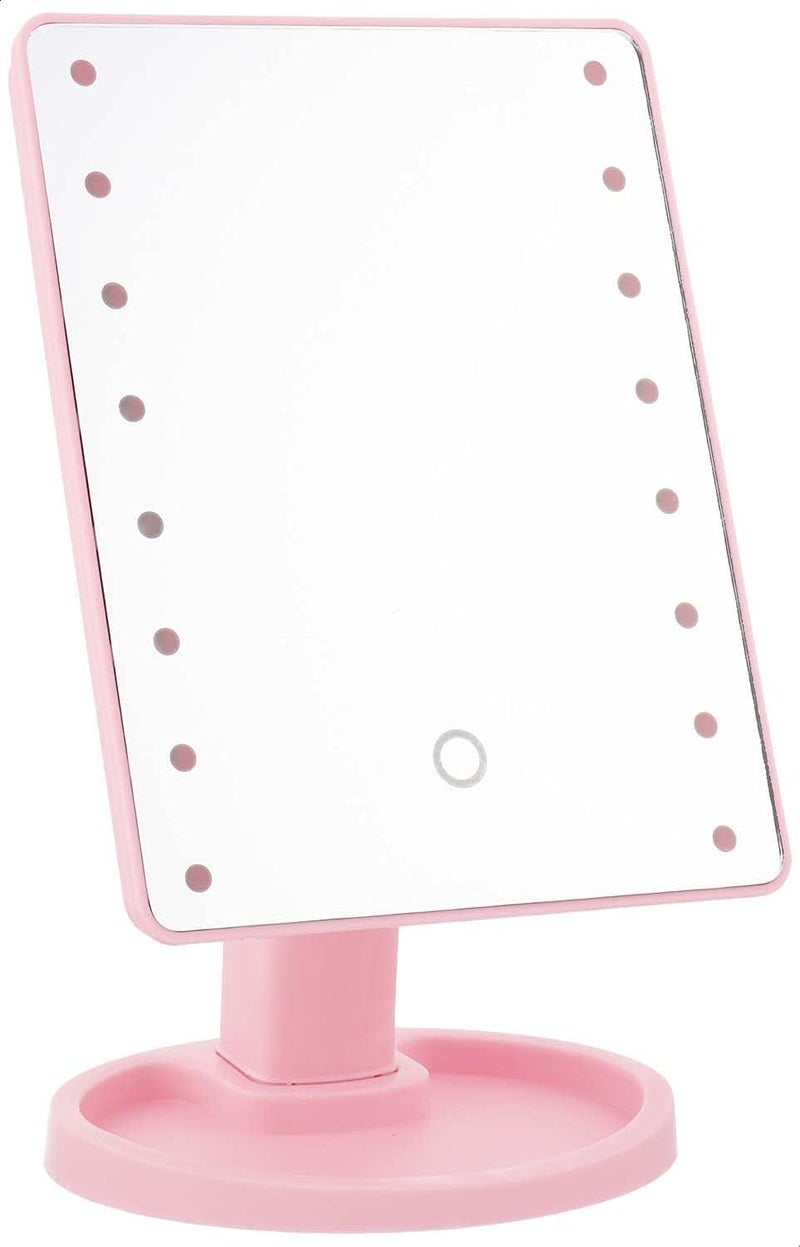 Makeup Mirror With Stand And Led Light 21 X 17 Cm - Pink - Image 1