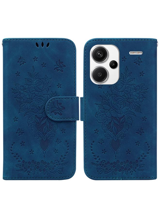 Case For Xiaomi Redmi Note 13 Pro+ 5G Butterfly Rose Embossed Leather Phone Case