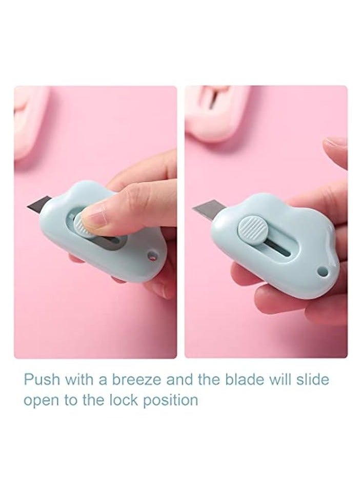 Green Tiger Cute Retractable Box Cutters, 3 Utility Knife, Sharp Cartons Cardboard Cutter Razor Knife for Craft, Smooth Mechanism Perfect for Office School and Home Use - Image 3