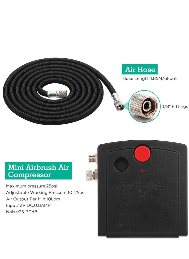 Arabest - Airbrush kit with Air Compressor, Air Brush Spray Gun, Portable Dual Action Airbrush Pen for Painting Makeup Cake Decorating Nail Art Clothes Cookies DIY Tool - Image 1