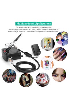 Arabest Airbrush kit with Air Compressor, Air Brush Spray Gun, Portable Dual Action Airbrush Pen for Painting Makeup Cake Decorating Nail Art Clothes Cookies DIY Tool  - Image 2