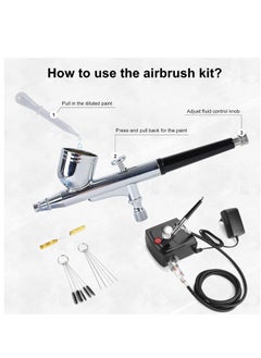 Arabest Airbrush kit with Air Compressor, Air Brush Spray Gun, Portable Dual Action Airbrush Pen for Painting Makeup Cake Decorating Nail Art Clothes Cookies DIY Tool  - Image 5