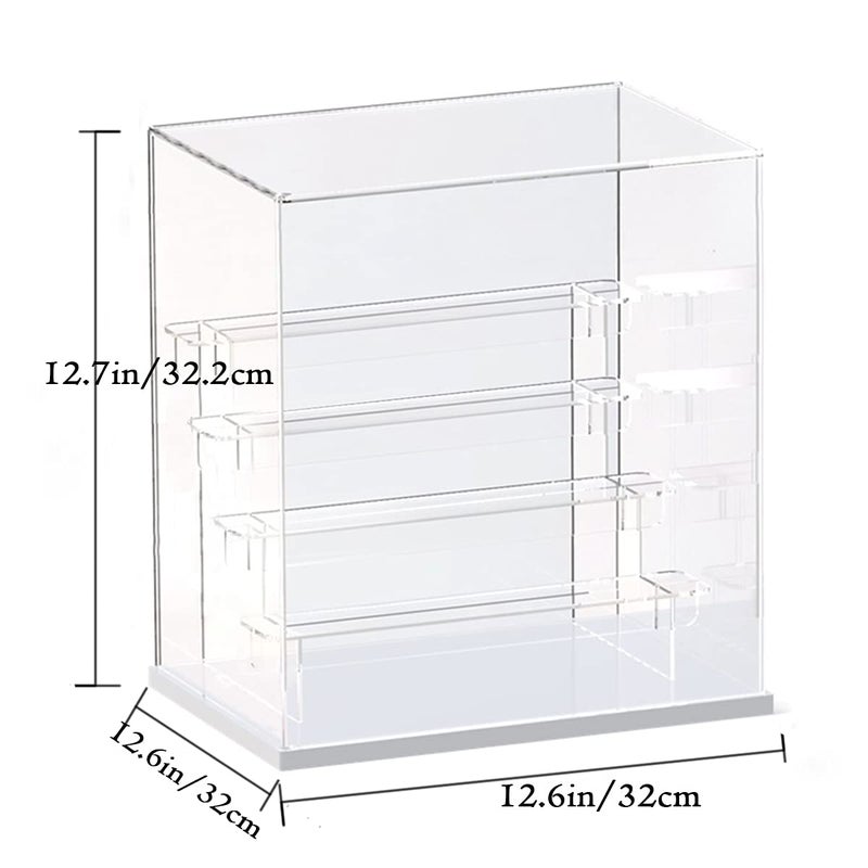 Nynelly Nynelly 5 Tier Clear Acrylic Display Case Stand Assemble Countertop Box Storage Organizer Dustproof Showcase for Action Pop Figures Collectibles Toys,White,12.6" L x 12.6" W x 12.7" H  - Image 2