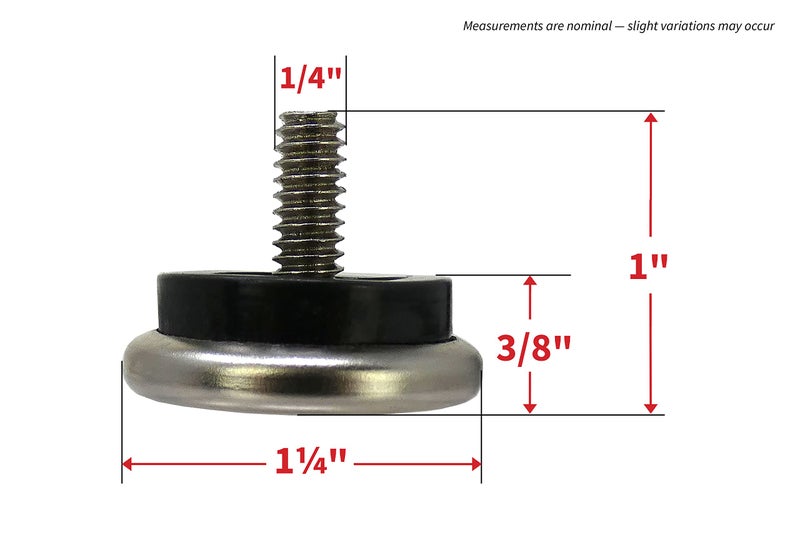 Shepherd Hardware أجهزة شيفرد 9451 زلاجات أثاث ذات ساق مل threaded 1-1/4 بوصة، قطر الساق 1/4 بوصة، قاعدة معدنية مع وسادة مطاطية، 4 قطع (عبوة من 1)، فضي - Image 5