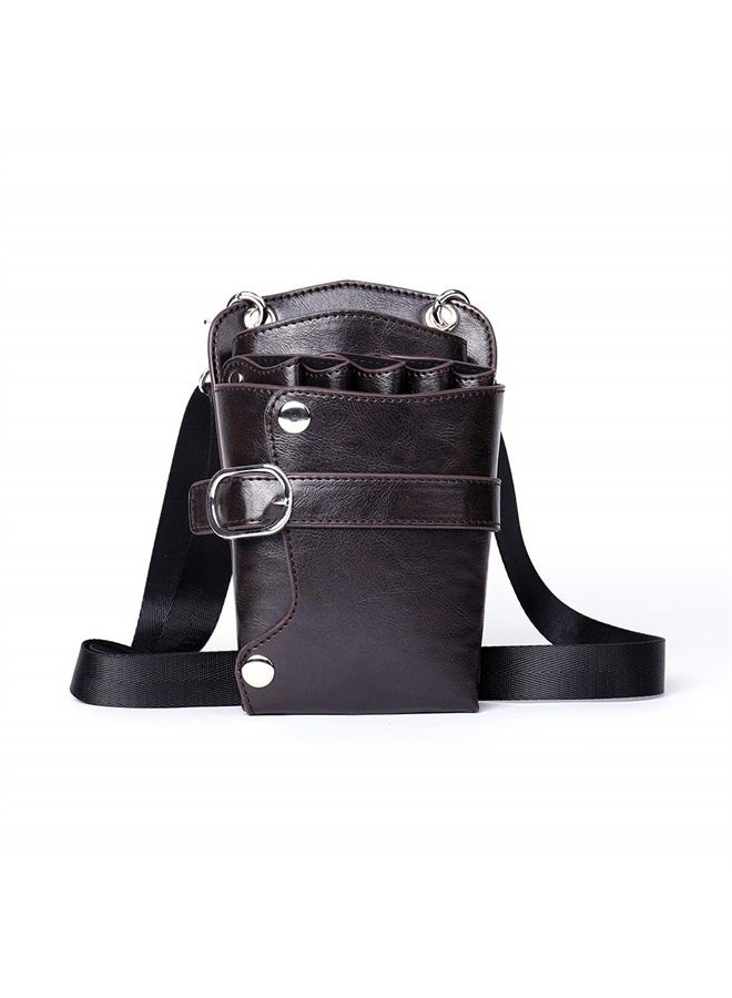 boshiho Scissors Pouch PU Leather Salon Barber Hairdressing Scissors Holster Hair Stylist Tools Bag Comb Shear Holster Waist Shoulder Belt (Black) - Image 1
