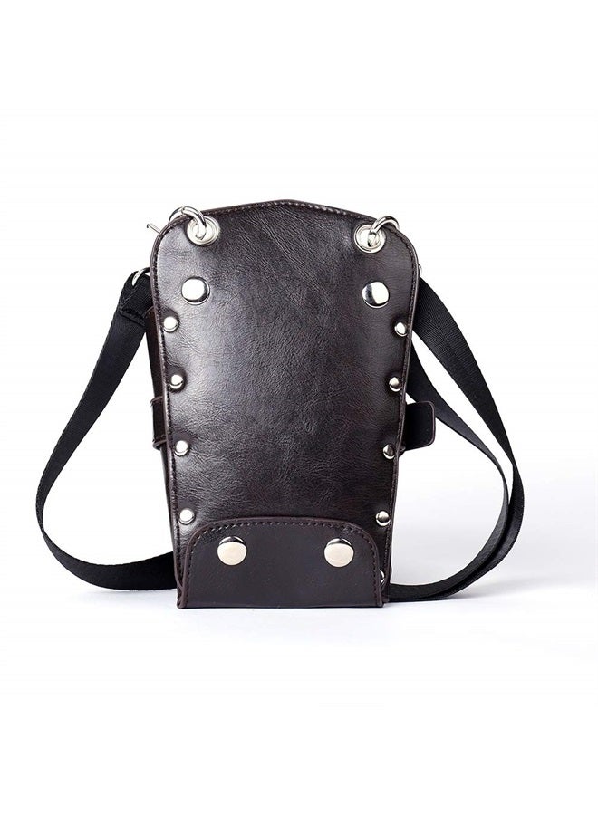 boshiho Scissors Pouch PU Leather Salon Barber Hairdressing Scissors Holster Hair Stylist Tools Bag Comb Shear Holster Waist Shoulder Belt (Black) - Image 2